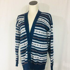 Vintage sweater cardigan 100% cotton striped 90s style Y2K sweater size M